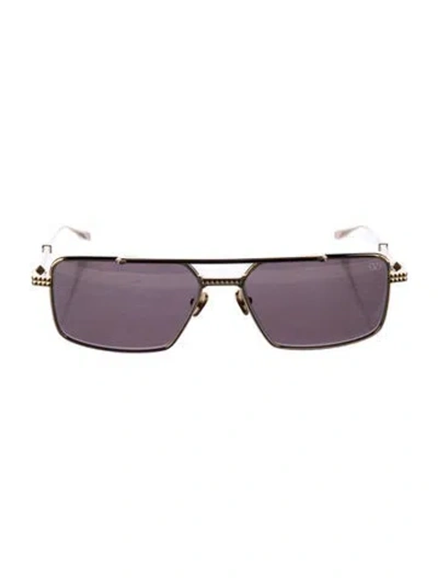Pre-owned Valentino V-sei Aviator Sunglasses In Gold