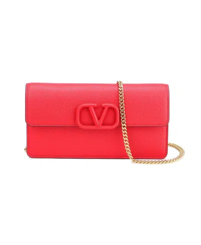 Valentino Garavani Vsling Chain Wallet In Red