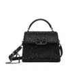 Valentino Vsling Crystal-embellished Leather Tote Bag In Black