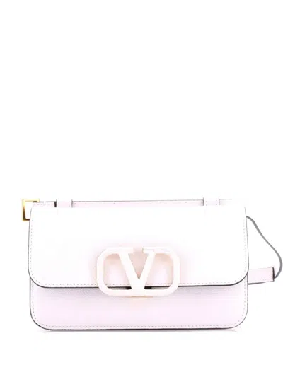 Pre-owned Valentino Garavani Vsling Leather Belt Bag In White