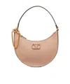 Valentino Garavani Vlogo Signature Calfskin Hobo Mini Bag With Jewel Logo Woman Rose Cannelle Uni In Nude