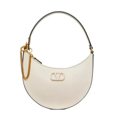 Valentino Garavani Vlogo Mini Textured-leather Shoulder Bag In Neutral