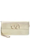 Valentino Vlogo Signature Metallic Leather Wallet On Chain In Gold