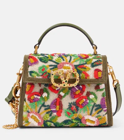 Valentino Garavani Vsling Mini Embellished Jacquard Tote Bag In Multicoloured