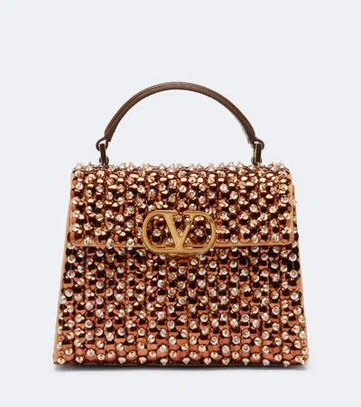 Valentino Garavani Verzierte Henkeltasche Vsling Mini In Braun