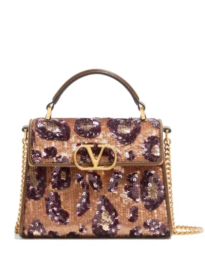 Valentino Garavani Mini Vsling Animalier Handtasche Mit Stickerei In Brown
