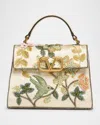 Valentino Vsling Mini Flower Bird Beaded Satin Top-handle Bag
