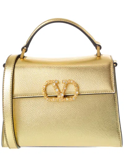 Valentino Garavani Valentino Vsling Mini Leather Satchel In Gold