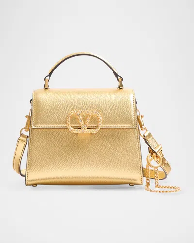 Valentino Garavani Vsling Mini Metallic Leather Top-handle Bag In Antique Brass