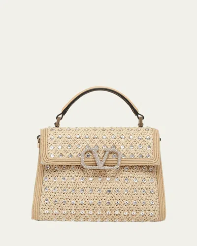 Valentino Garavani Vsling Mini Rhinestone Crochet Top-handle Bag