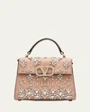 Valentino Vsling Mini Rhinestone Top-handle Bag In Zfe Crystalrose Cannelleplatinocrystal