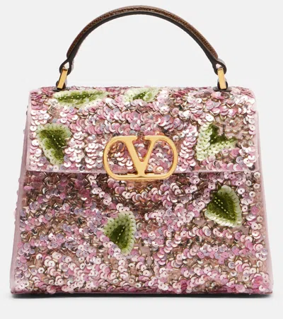 Valentino Garavani Vsling Mini Sequined Top-handle Bag In Pink