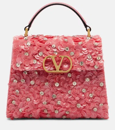Valentino Garavani Vsling Mini Sequined Top-handle Bag In Pink