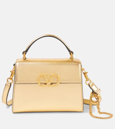 Valentino Garavani Vsling Mini Swarovski-embellished Leather Tote Bag In Metallic