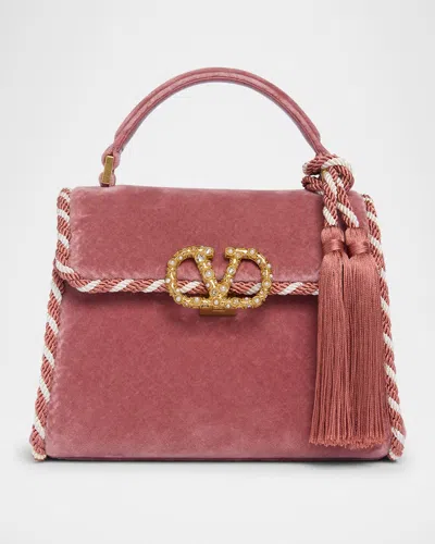 Valentino Garavani Vsling Mini Velvet Top-handle Bag In Pink