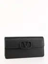 Valentino Garavani Vlogo Signature Leather Wallet On A Chain In Black