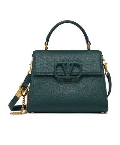 Valentino Garavani Vsling Small Grained Calfskin Handbag In Green