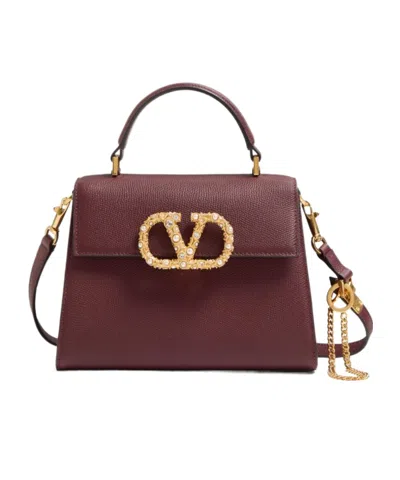 Valentino Garavani Vsling Small Handbag In Grainy Calfskin With Jewel Logo