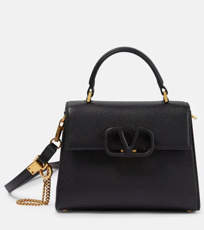 Valentino Garavani Vsling Small Leather Tote Bag In Black