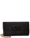 Valentino Vsling Small Grainy Leather Wallet On Chain In Black