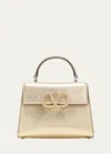 Valentino Vsling Small Metallic Snake-embossed Leather Top-handle Bag In R7t Platinobeige