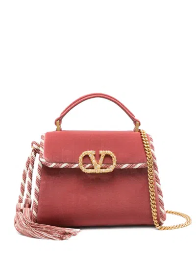 Valentino Garavani Vsling Velvet-effect Braided Cross Body Bag In Pink