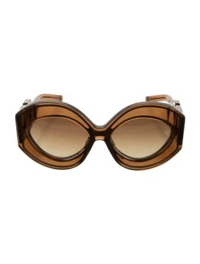 Pre-owned Valentino V-soul Ii Oversize Sunglasses In Brown