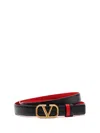 Valentino Signature Vlogo Reversible Slim Belt In Black