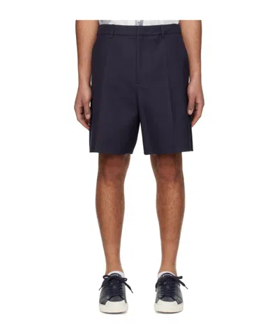 Valentino Waist And Loop Pleated Shorts In Black