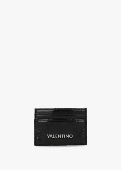 Valentino Garavani Wakanda Diamond Quilt Patent Nero Card Case In Black
