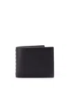 Valentino Rockstud Textured Studded Bi-fold Wallet In Black