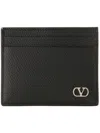 Valentino Garavani Vlogo Signature Garnet Calfskin Card Holder Accessories In Black
