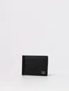 Valentino Garavani Vlogo Signature Grainy Calfskin Bi-fold Wallet With Money Clip In Black