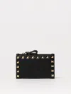 Valentino Rockstud Zipper Coin Card Holder In Black