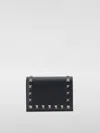 Valentino Rockstud Compact Leather Wallet In Black
