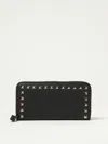 Valentino Garavani Textured Finish Wallet With Metallic Studs In Black