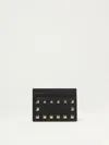 Valentino Garavani Rockstud Leather Card Case In Black