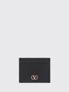 Valentino Garavani Vlogo Signature Grainy Calfskin Card Holder Woman Black Uni In Black