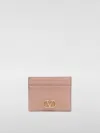 Valentino Vlogo Signature Leather Card Holder In Pink