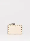 Valentino Garavani - Rockstud Leather Card Holder In Yellow Cream