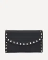 Valentino Rockstud Leather Wallet On Chain In Black