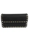 Valentino Garavani Rockstud Calfskin Cardholder With Zip Woman Black Uni