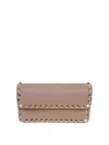 Valentino Wallet W/strap Rockstud Platinum Studs In Nude & Neutrals