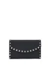 Valentino Rockstud Leather Wallet On Chain In Black