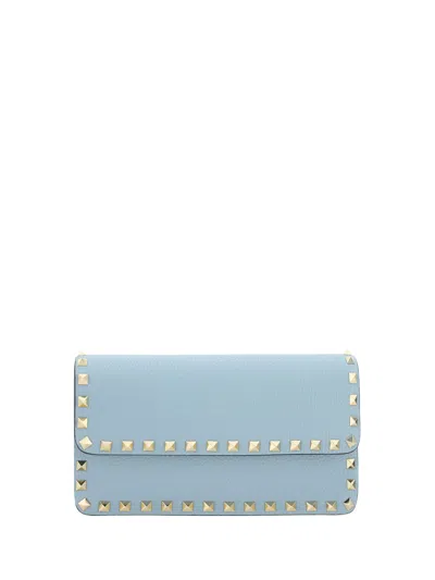 Valentino Garavani Rockstud Shoulder Bag In Blu Porcellana