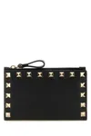 Valentino Rockstud Zipper Coin Card Holder In Black