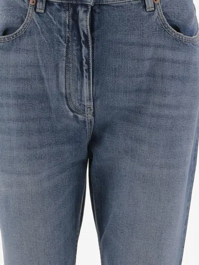 Valentino Washed Cotton Denim Jeans In Blue