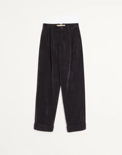 Valentino Washed Cotton-linen Velvet Trousers In Nacht