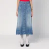 Valentino Washed Denim Midi Skirt In Blue