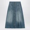 Valentino Washed Denim Midi Skirt In Blue